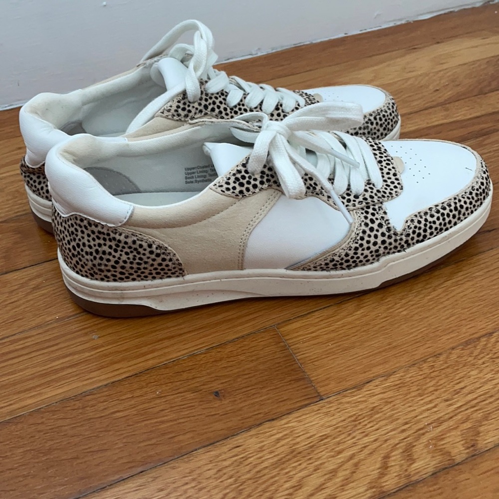 Madewell white court sneakers in spotted calf hair